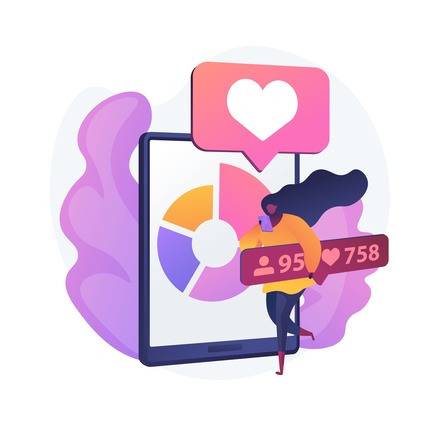 Social media blogging marketing vector concept metaphor.